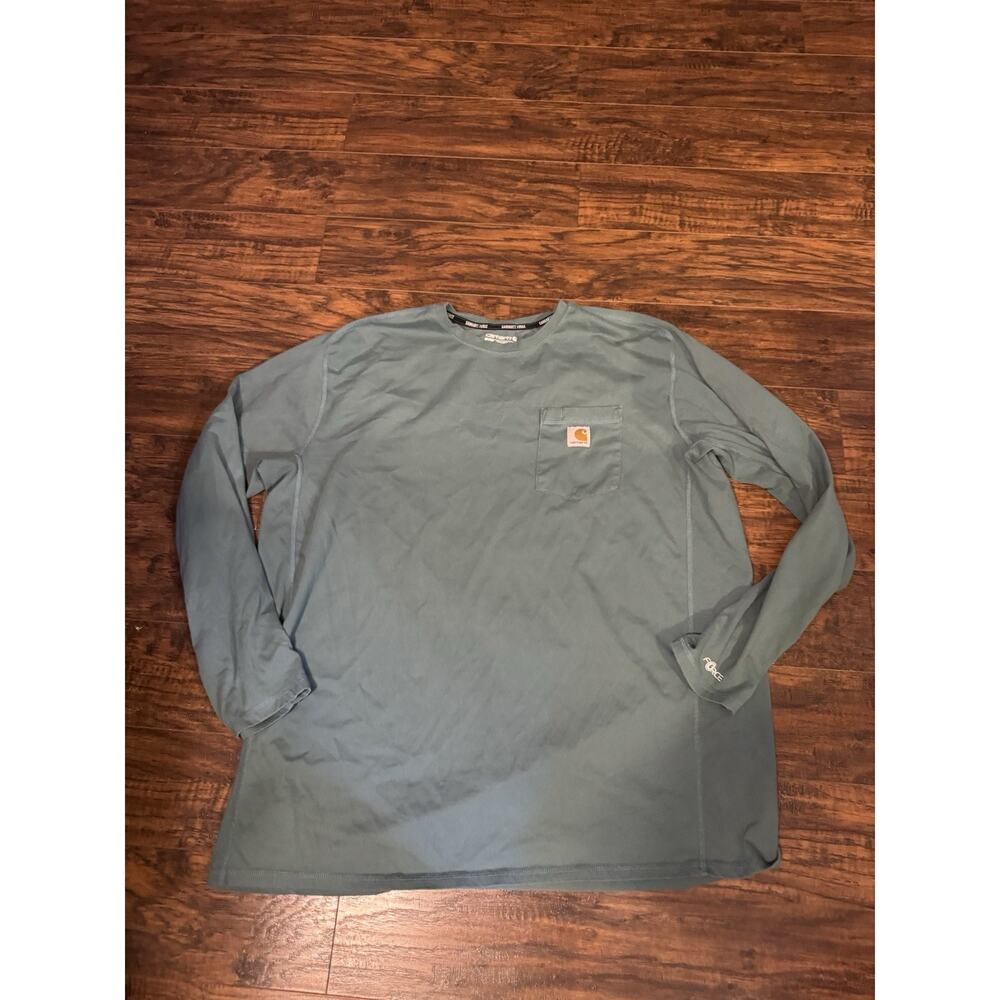 Carhartt Men's Size 2XL Tall Green Relaxed Fit Force Pocket Long Sleeve T-Shirt